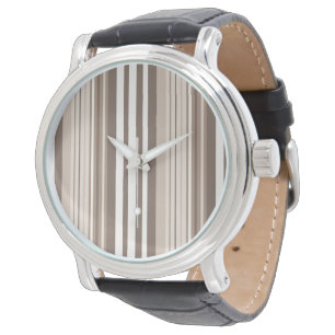 Neutral Earthy Tone Stripes Pattern Design Watch