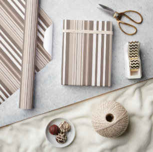 Neutral Earthy Tone Stripes Pattern Design Wrapping Paper