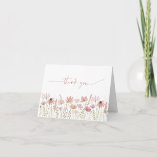 Neutral Earthy Wildflower Floral Bridal Shower Thank You Card