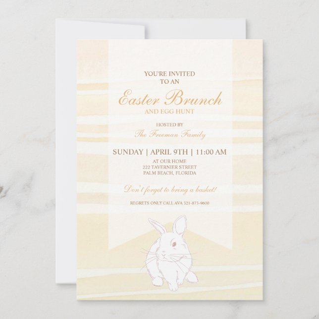 Neutral Easter Brunch & Egg Hunt Invitation with B (Front)