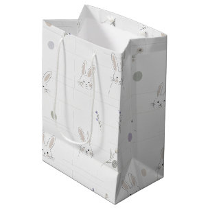 Neutral Easter Bunny Pastel Floral Pattern Medium Gift Bag