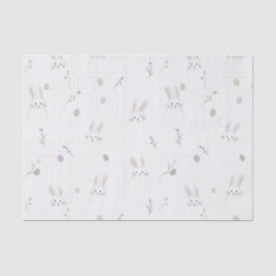 Neutral Easter Bunny Pastel Floral Pattern Tissue Paper