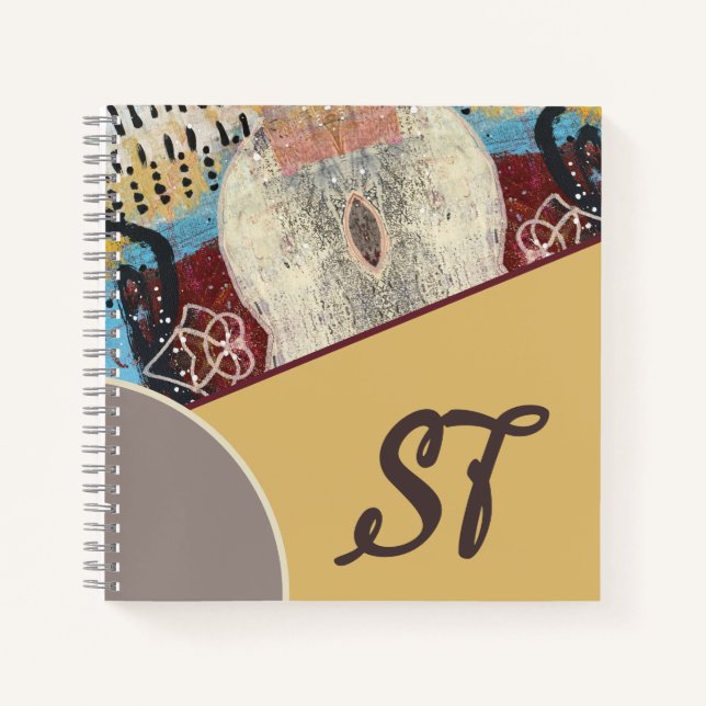 Neutral Elegance with Abstract Mixed Media Accents Notebook (Front)