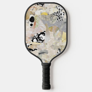 Neutral Elegant Abstract Collage Design Pickleball Paddle