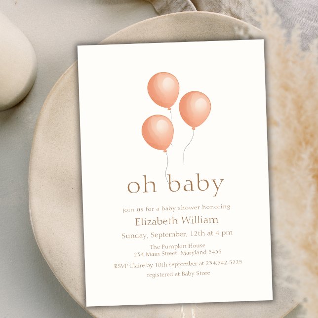 Neutral Elegant Boho Balloon Baby Shower Invitation (Neutral Elegant Boho Balloon Baby Shower Invitation)