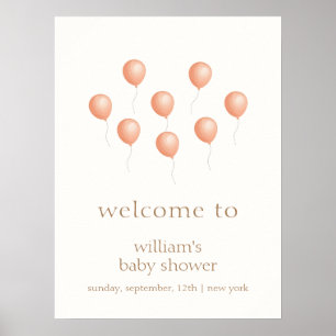 Neutral Elegant Boho Balloon Baby Shower Welcome Poster