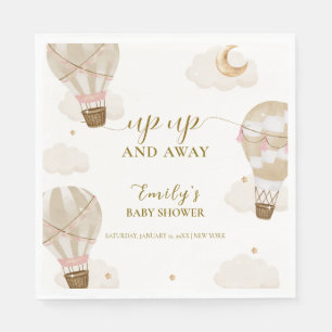 Neutral Elegant Boho Hot Air Balloon Baby Shower  Napkin