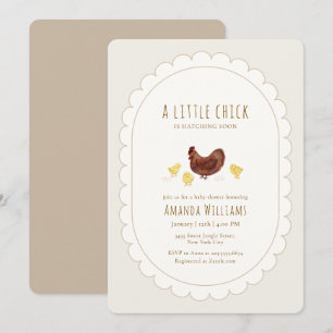 Neutral Elegant Boho Little Chicken Baby Shower Invitation