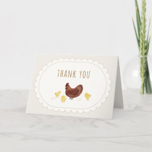 Neutral Elegant Boho Little Chicken Baby Shower Thank You Card