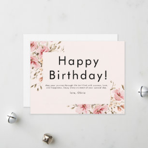 Neutral Elegant Floral Happy Birthday Card