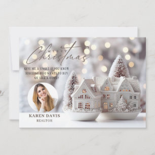 Neutral Elegant Merry Christmas Realtor Holiday Card