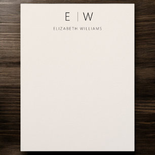 Neutral Elegant Modern Minimalist Monogram Name Custom Letterhead