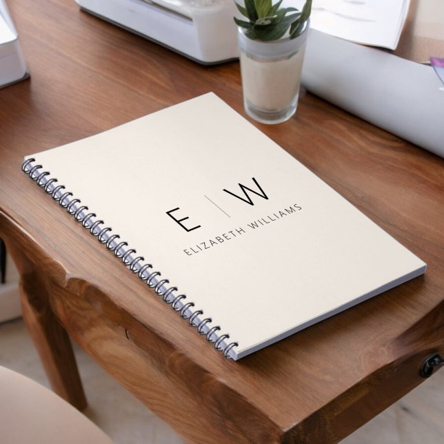 Neutral Elegant Modern Minimalist Monogram Name Notebook (Creator Uploaded)