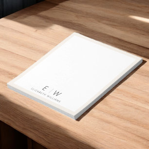Neutral Elegant Modern Minimalist Monogram Name Notepad