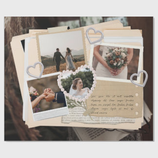 Neutral Elegant Wedding Photo Scrapbook Wrapping Paper