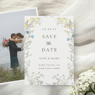 Neutral Elegant Wildflower Photo Wedding Save The Date