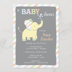 Neutral Elephant Baby Shower Invitation