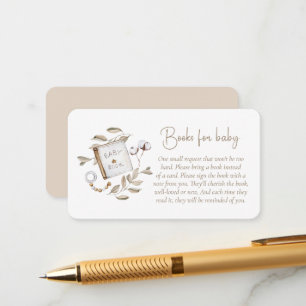 Neutral Eucalyptus Baby Shower Books For Baby  Enclosure Card