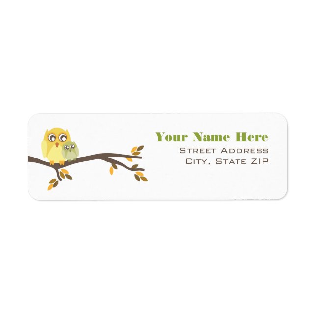 Neutral Fall Baby Shower Label Mum & Baby Owl (Front)