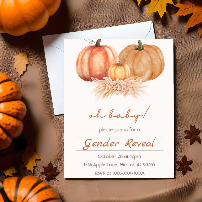 Neutral Fall Gender Reveal Invitation (Creator Uploaded)