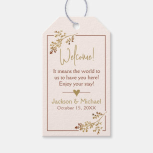 Neutral Fall in Love Wedding Hotel Bag Welcome Gift Tags