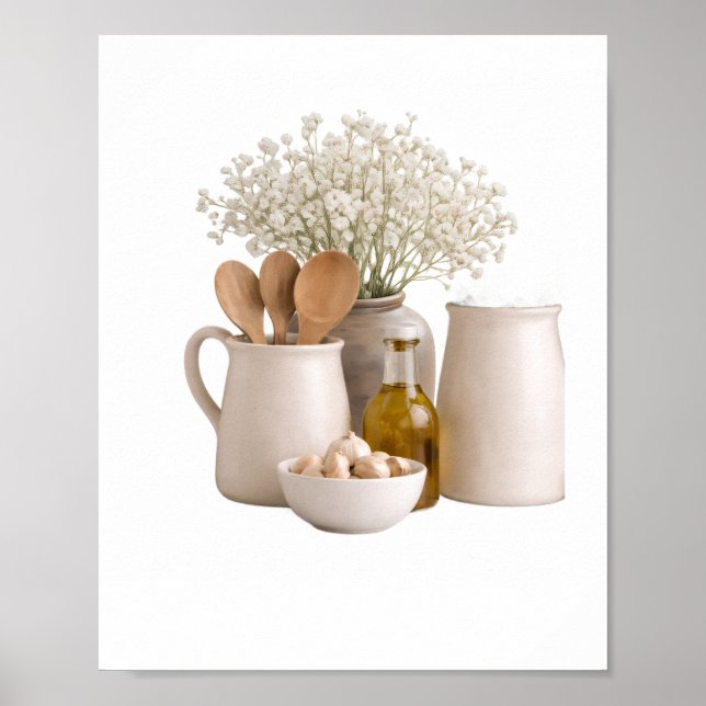 Neutral Farmhouse Kitchen Still Life Frame Ready  Poster (Front)