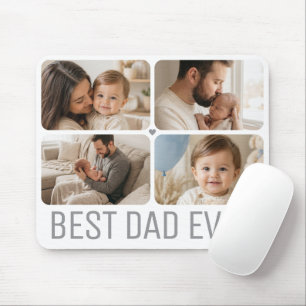 Neutral Father’s Day Photo Collage for Dad Mouse Mat