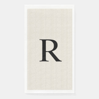 Neutral Faux Burlap Off White Classic Monogrammed  Napkin