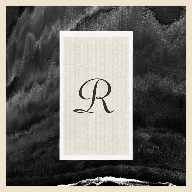 Neutral Faux Burlap Off White Monogrammed  Napkin (Creator Uploaded)