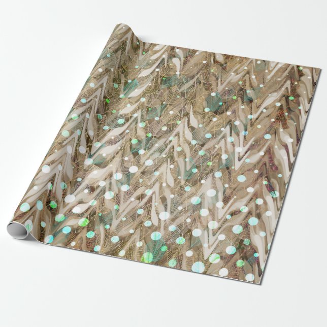 Neutral Festive Boho Christmas Wrapping Paper (Unrolled)