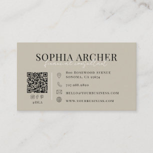 Neutral Financial Consultant Modern Typography Business Card