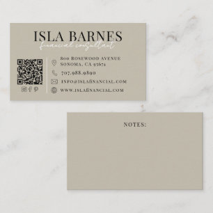 Neutral Financial Consultant Modern Typography Business Card