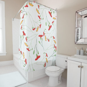 Neutral Floral Bathroom Decor Vintage Wildflower Shower Curtain