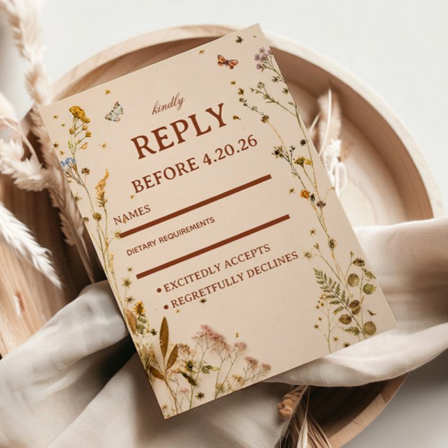 Neutral Floral Elegant RSVP Card (Creator Uploaded)