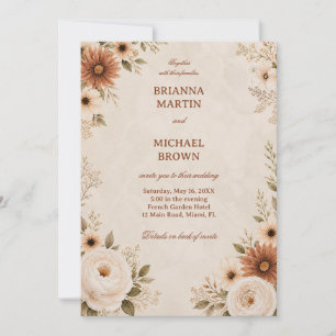 Neutral Floral Elegant Vintage Invitation