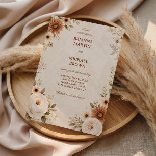 Neutral Floral Elegant Vintage Invitation