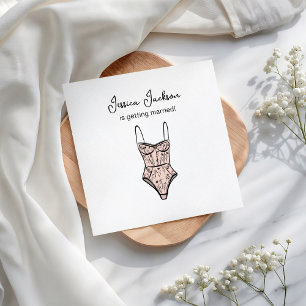 Neutral Floral Negligee Lingerie Shower Napkin