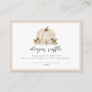 Neutral Floral Pumpkin Diaper Raffle Card