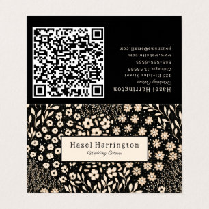 Neutral Floral QR Code Folded Business Card