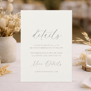 Neutral Floral Wedding Details Card