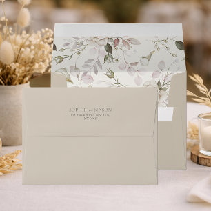 Neutral Floral Wedding Envelope with Liner