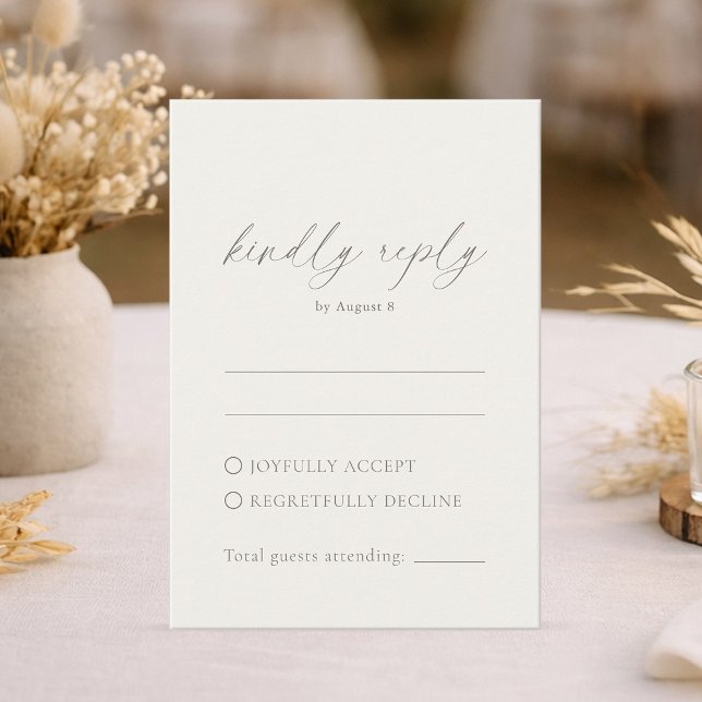 Neutral Floral Wedding RSVP Card “Kindly Reply”  (Creator Uploaded)