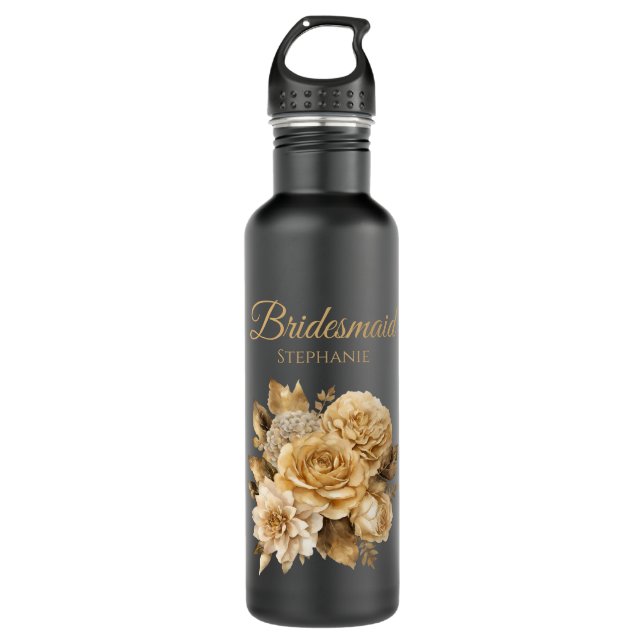 Neutral Flower Bouquet-Bridesmaid- 710 Ml Water Bottle (Front)