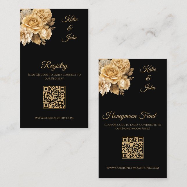 Neutral Flower Bouquet- Wedding Registry- Business Card (Front/Back)