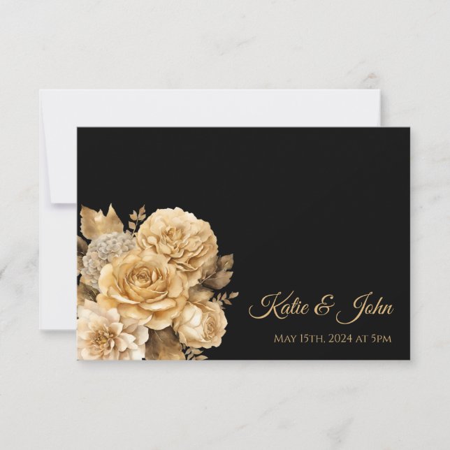 Neutral Flower Bouquet-Wedding- RSVP Card (Front)