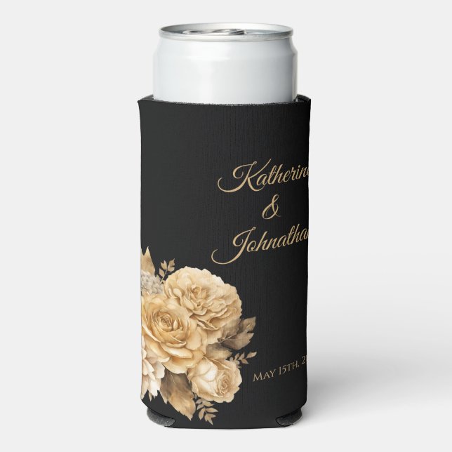 Neutral Flower Bouquet-Wedding- Seltzer Can Cooler (Seltzer Back)