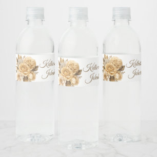 Neutral Flower Bouquet-Wedding- Water Bottle Label