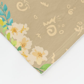 Neutral Flowers Fleece Blanket