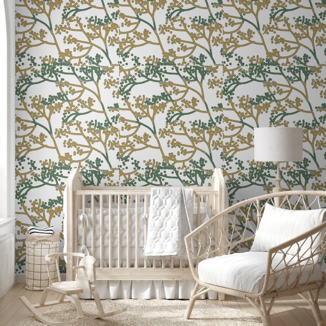 Neutral Foliage Olive Tone Design Wallpaper (Kids)