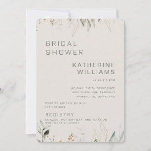 Neutral Foliage Taupe Bridal Shower Invitation